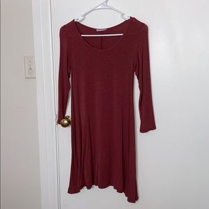 dark red long sleeve dress